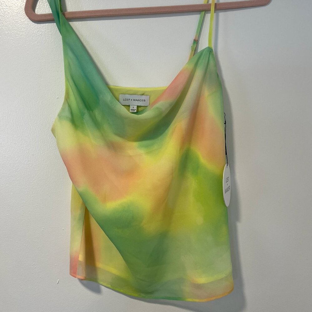 Bask in the glow top Green/Pink/Yellow Tie Dye Blouse | Lost + Wander SMALL NWT